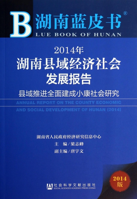 2014年湖南縣域經濟社會發展報告(縣域推進全面建成小康社會研究2014版)/湖南藍皮書