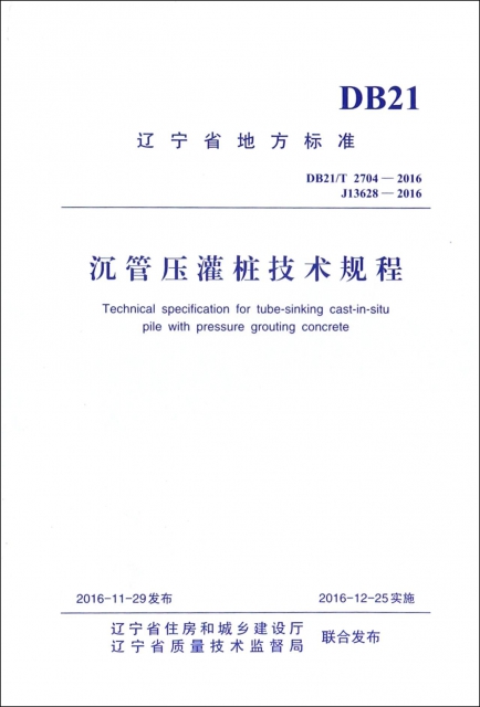 沉管壓灌樁技術規程(DB21T2704-2016J13628-2016)/遼寧省地方標準
